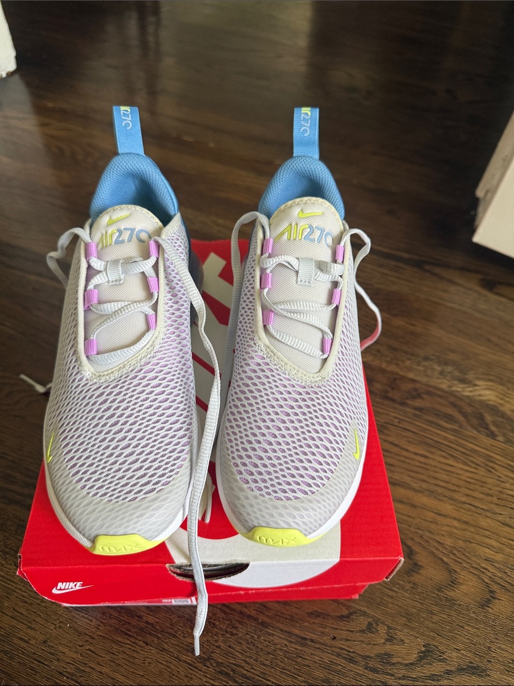 Nike Kids Sneakers in Light Gray, Blue & Pink Accents